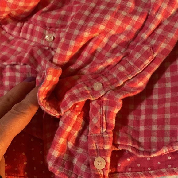 Long sleeve pink/white checked & dot button up - Picture 3 of 4